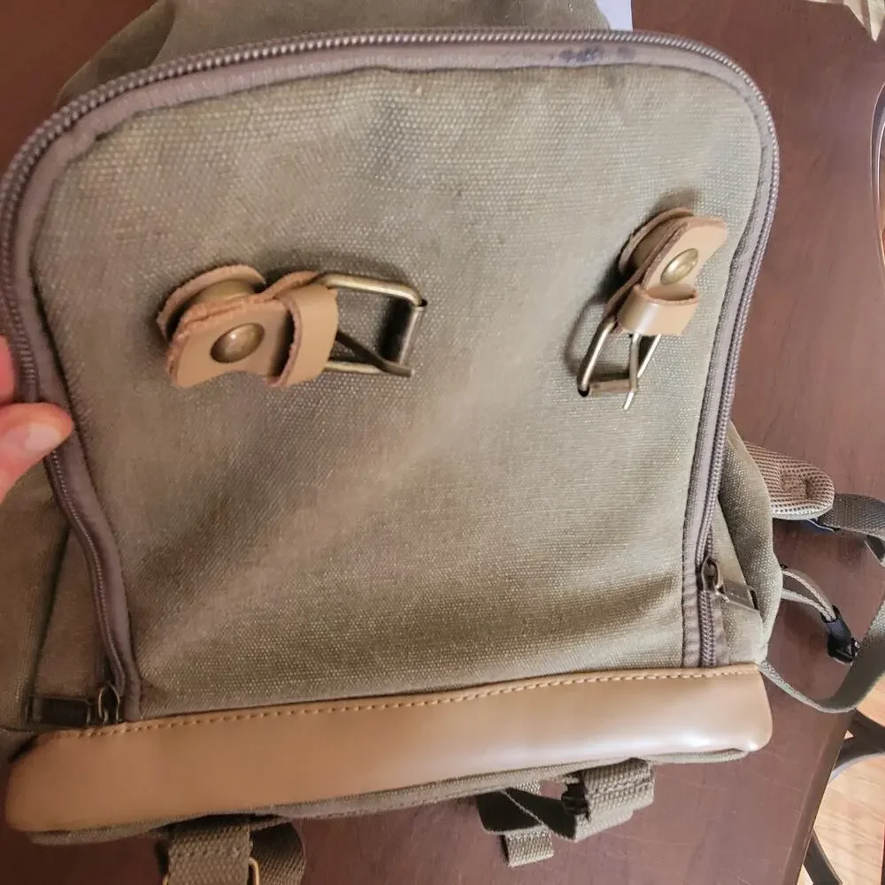 Vintage Style Tarion M02 14.5L Camera Backpack Leather Canvas Camera Bag